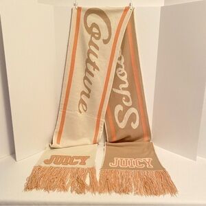 Juicy Couture Oversized Reversible School of Couture Scarf Peach/ Ivory/ Beige